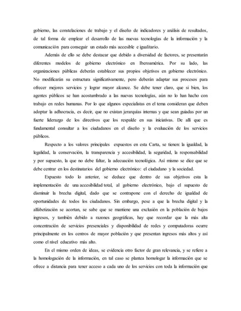 Ensayo Carta Iberoamericana Gobierno Electronico Pdf