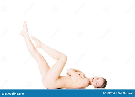 Attractive Naked Woman Lying With Her Legs Up Stock Image Image Of Depilation Femininity