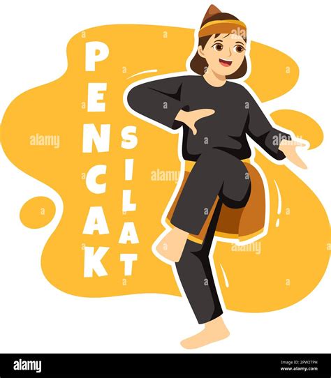 Pencak Silat Sport Illustration With People Pose Martial Artist From