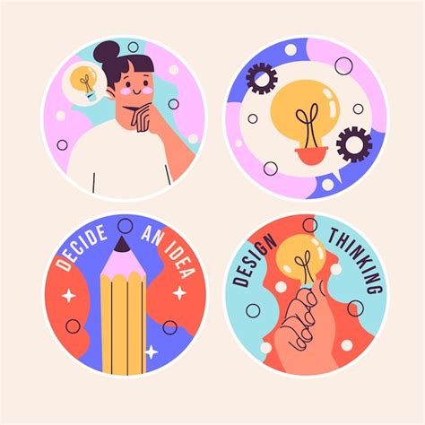 Free Vector Naive Thinking Stickers Collection