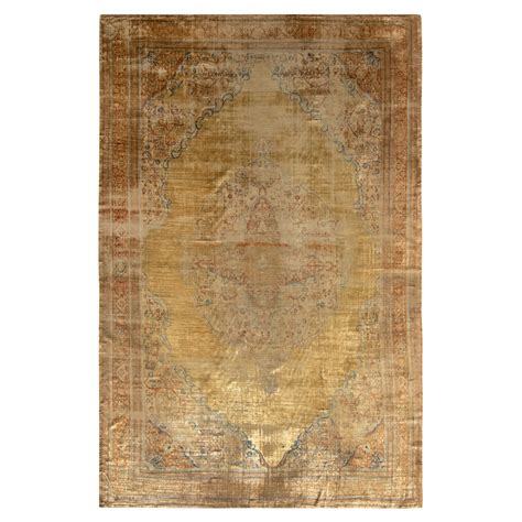 Hand Knotted Antique Tabriz Rug In Beige Brown Medallion Pattern By Rug