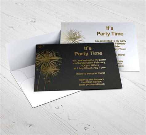 Gold Foil Fireworks Party Invitations | Personalise Online Plus Free ...