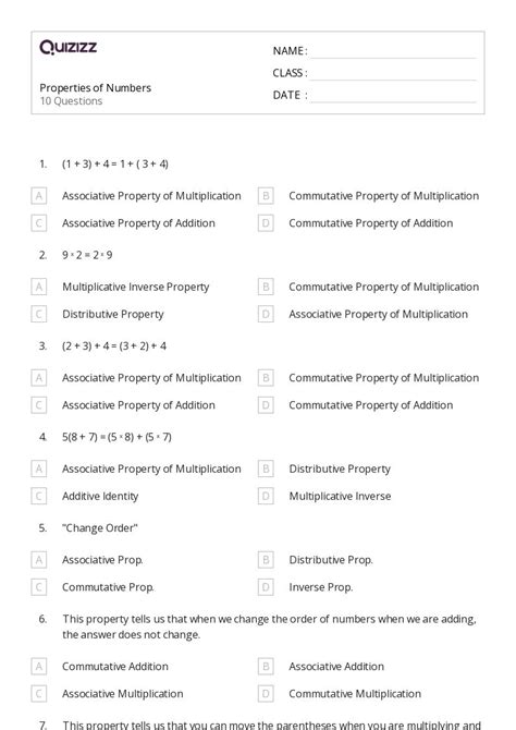 Distributive Property Of Multiplication Rd Grade Worksheet