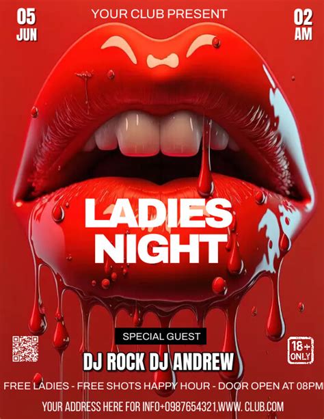 Red Maximalist Ladies Night Sexy Party Flyer Template Postermywall