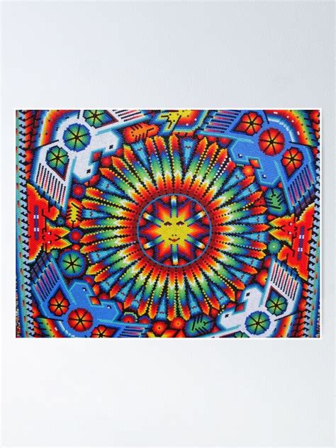 Mexican Sun Huichol Art Poster By Edleon Redbubble