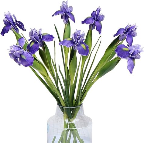 Amazon Emivery 6 Pack Artificial Iris Flowers Real Touch Purple