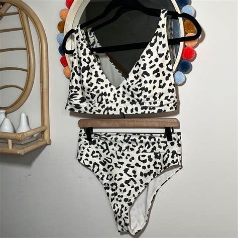 Aerie Swim Aerie Cheetah Print Bikini High Cut Cheeky Bottoms And Scoop Top Poshmark