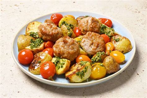 Boulettes De Poulet Pommes De Terres R Ties Pesto Frichti G