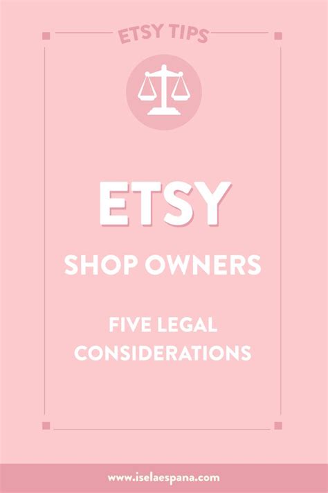 Etsy Shop Owners FIVE Legal Considerations Iselaespana Etsy Shop