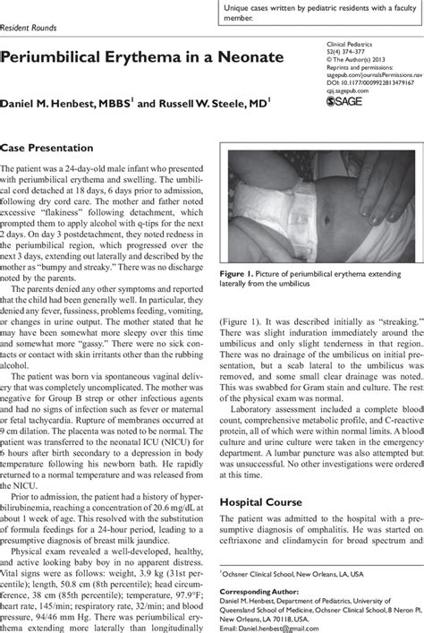 Periumbilical Erythema In A Neonate Daniel M Henbest Russell W