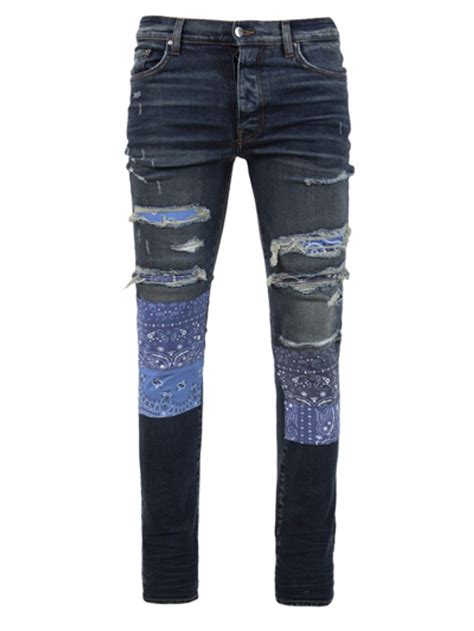 Amiri Blue Vintage Bandana Mid Rise Skinny Jeans Whats On The Star