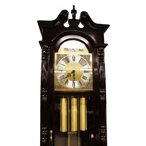 Rosewood Grandfather Clock With 3 Side Glass Cabinet Dark Cherry Lk94