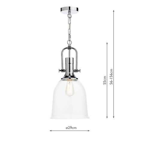 Dar Nolan Single Light Kitchen Pendant Chrome Clear Glass Nol0108