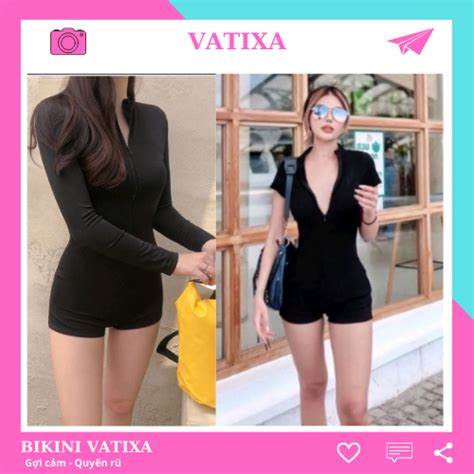 Size M L XL Bikini đồ bơi đi biển mảnh khoá kéo form short kín đáo sành điệu VATIXA BKN