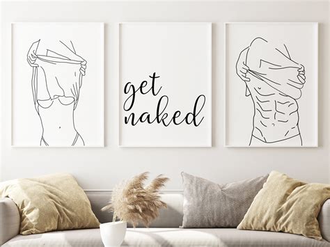 Get Naked Sign Print Set Get Naked Wall Art Poster Bathroom Etsy
