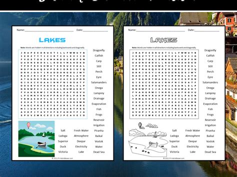 Lakes Word Search Puzzle Teaching Resources