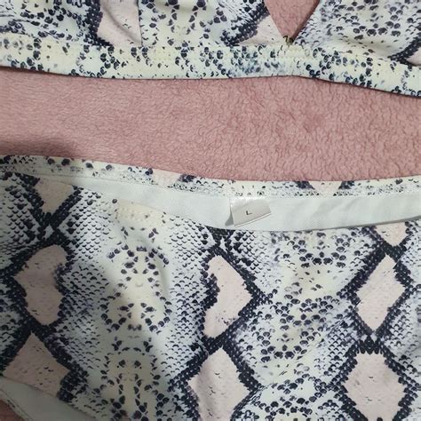 Snakeskin High Cut Bikini Swimsuit Women S Fashion Swimwear Bikinis Swimsuits On Carousell