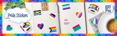 Amazon FEBSNOW Pride Stickers 600Pcs Gay Pride Stickers Bulk Pride Rainbow Heart Flag