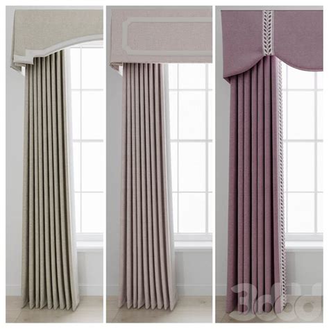 3d модели: Шторы - Набор штор с ламбрекеном | Curtains living room ...
