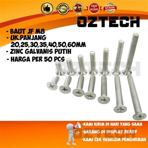 Jual Baut Jf Sekrup Flat Skrup Machine Screw Mur Jf Galvanis