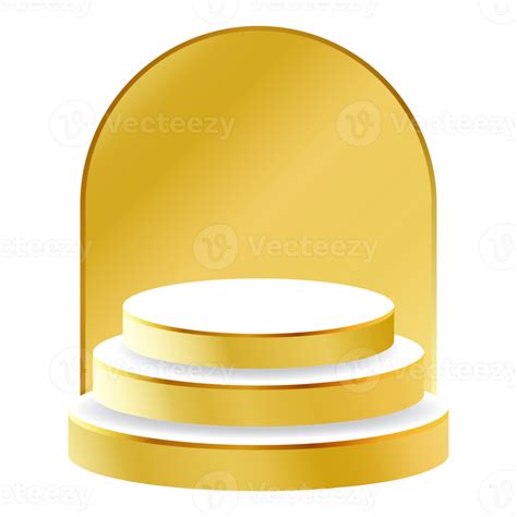 White And Gold D Podium With Golden Arch Perfect For Product Display