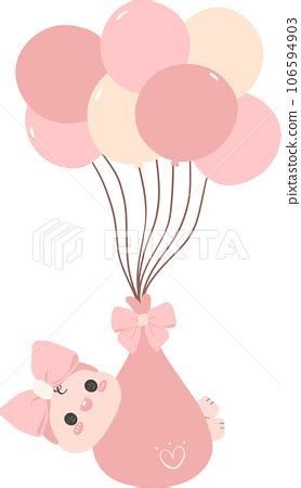 Baby Shower Girl Cute Newborn Baby In Pink Hot Stock Illustration 106594903 PIXTA