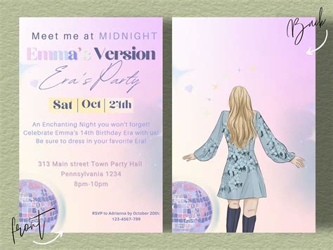 Taylor Swift Birthday Party Invitation Taylor Swift Eras Tour Taylor