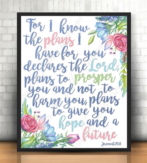 Jeremiah 29 11 For I Know The Plans I Have For You Art Print Etsy