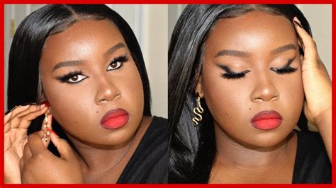 Easy Holiday Makeup Tutorial Smokey Winged Liner Red Lip Youtube