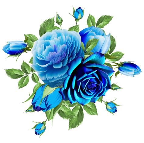 Corona Con Ramo De Flores Azules Y Hojas De Acuarela PNG Dibujos Ramo