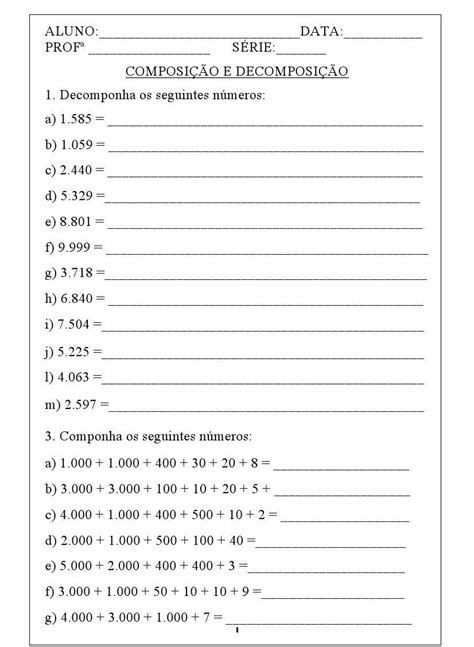 Atividades Composição E Decomposição Edulearn