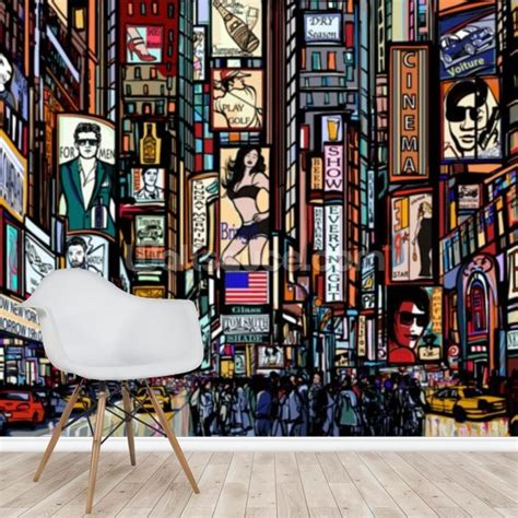 Times Square Abstract Wallpaper Mural | Wallsauce CA