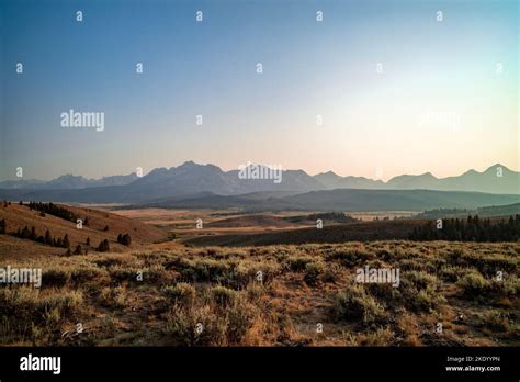 The Sawtooth Mountain Range Seen From The Foothills North Of Stanley