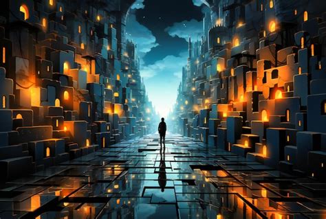 premium ai image  person  standing  front   void