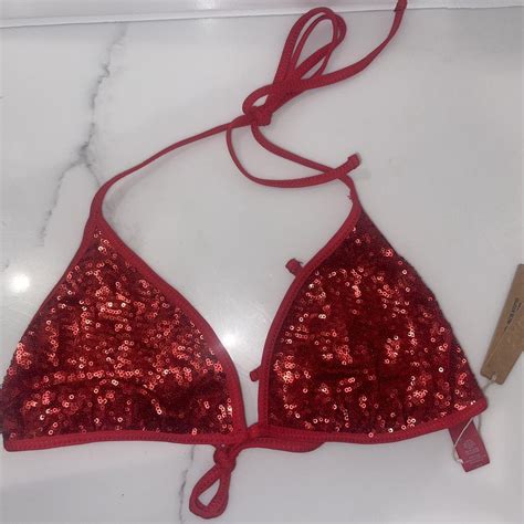 New Skims Sequin Triangle Bikini Top Size XL In Depop