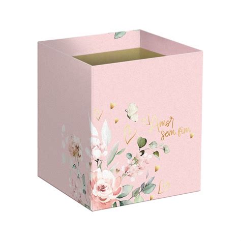 Albano Embalagens Cod Cachepot Quadrado Amor Sem Fim C Hot Stamping