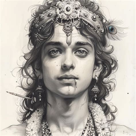 Premium Photo Sketch Of Lord Krishna Kid