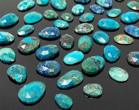 10pcs Natural Chrysocolla Rose Cut Cabochons Loose Gemstones