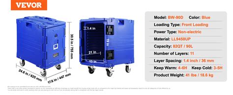 VEVOR Insulated Food Pan Carrier 82 Qt Hot Box For Catering LLDPE Food Box Carrier With One