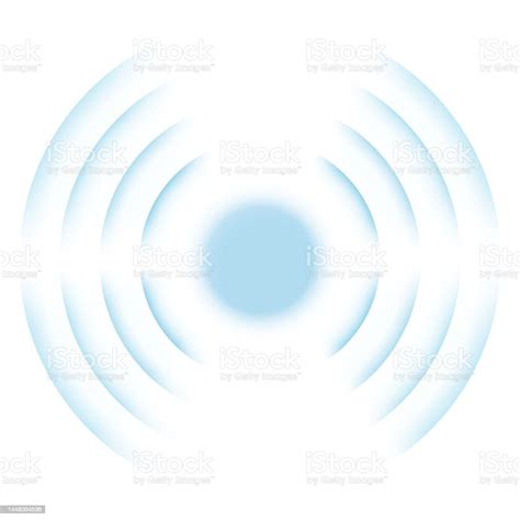 Radio Signal Spot With Blue Concentric Sound Circles Stock Illustration