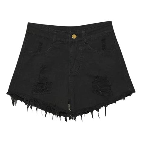 Fashion Sexy Women High Waist Ripped Hole Denim Jeans Shorts Fraying Edges Shorts Plus Size