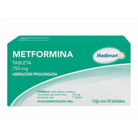 Metformina Medimart 750 mg liberación prolongada 30 tabletas Walmart