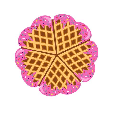 Premium Vector Waffles In The Shape Of A Heart With Strawberries Pink