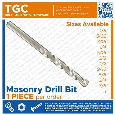1PC 1/8 - 1 inches Masonry Drill Bit / Concrete Drill Bit TGC 1/8 5/32