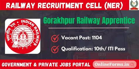 Rrc Gorakhpur Railway Apprentice Apply For Vacancies