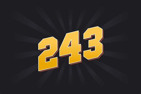 Number 243 vector font alphabet. Yellow 243 number with black ...