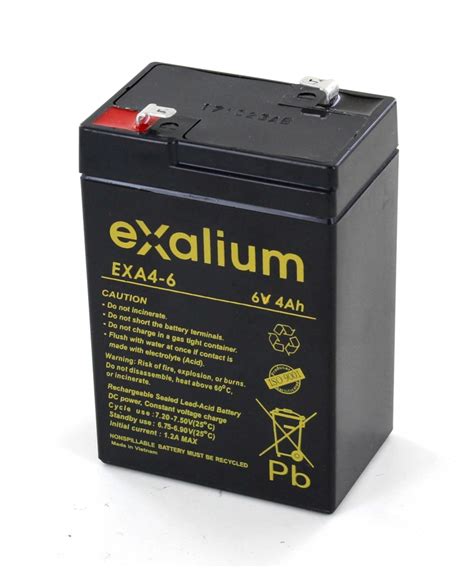 Batterie Plomb 6v 4ah 70x47x105 Exalium Exa4 6 Vlad