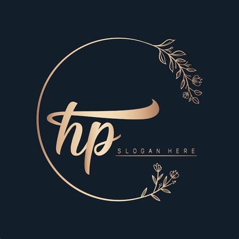 Premium Vector Hp Letter Logo Design With Circle In Gold Color Leaf