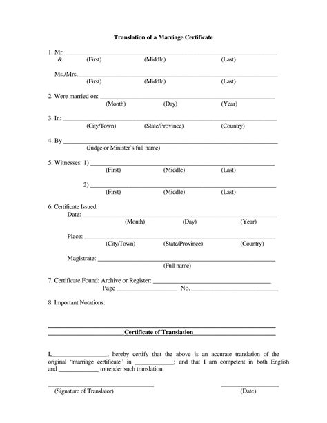 Free Printable Marriage Certificate Templates Word Pdf Editable