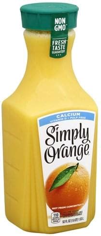 Simply Orange Calcium Pulp Free Orange Juice Oz Nutrition